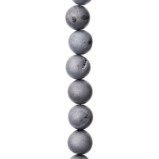 Silver Druzy Agate Stone Beads, 10mm by Bead Landing™